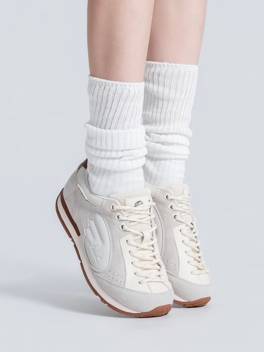 Wing-Panel Retro Court Sneakers - View 2
