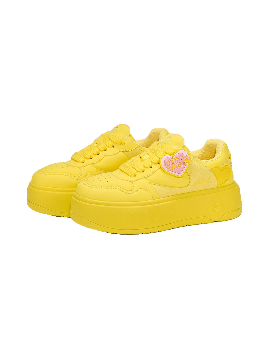 Cupid-Heart Monochrome Platform Sneakers - View 7