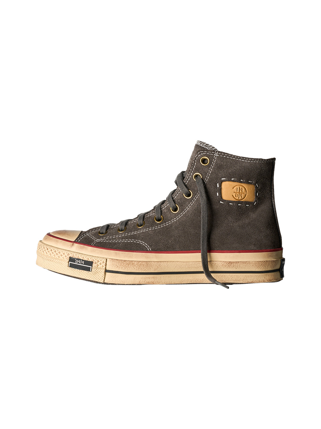 Cow-Suede Distressed High-Top Sneakers