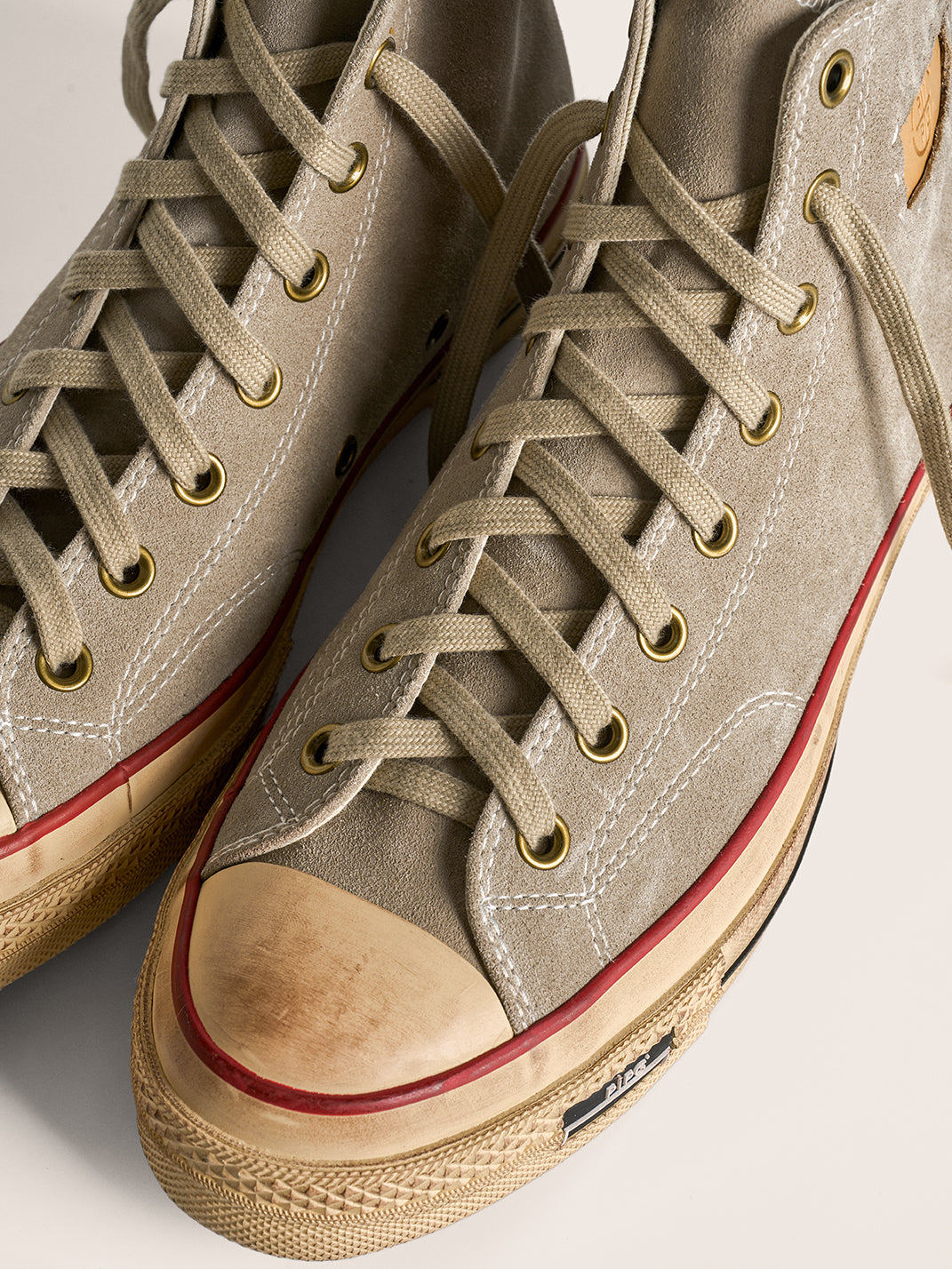 Cow-Suede Distressed High-Top Sneakers - View 18