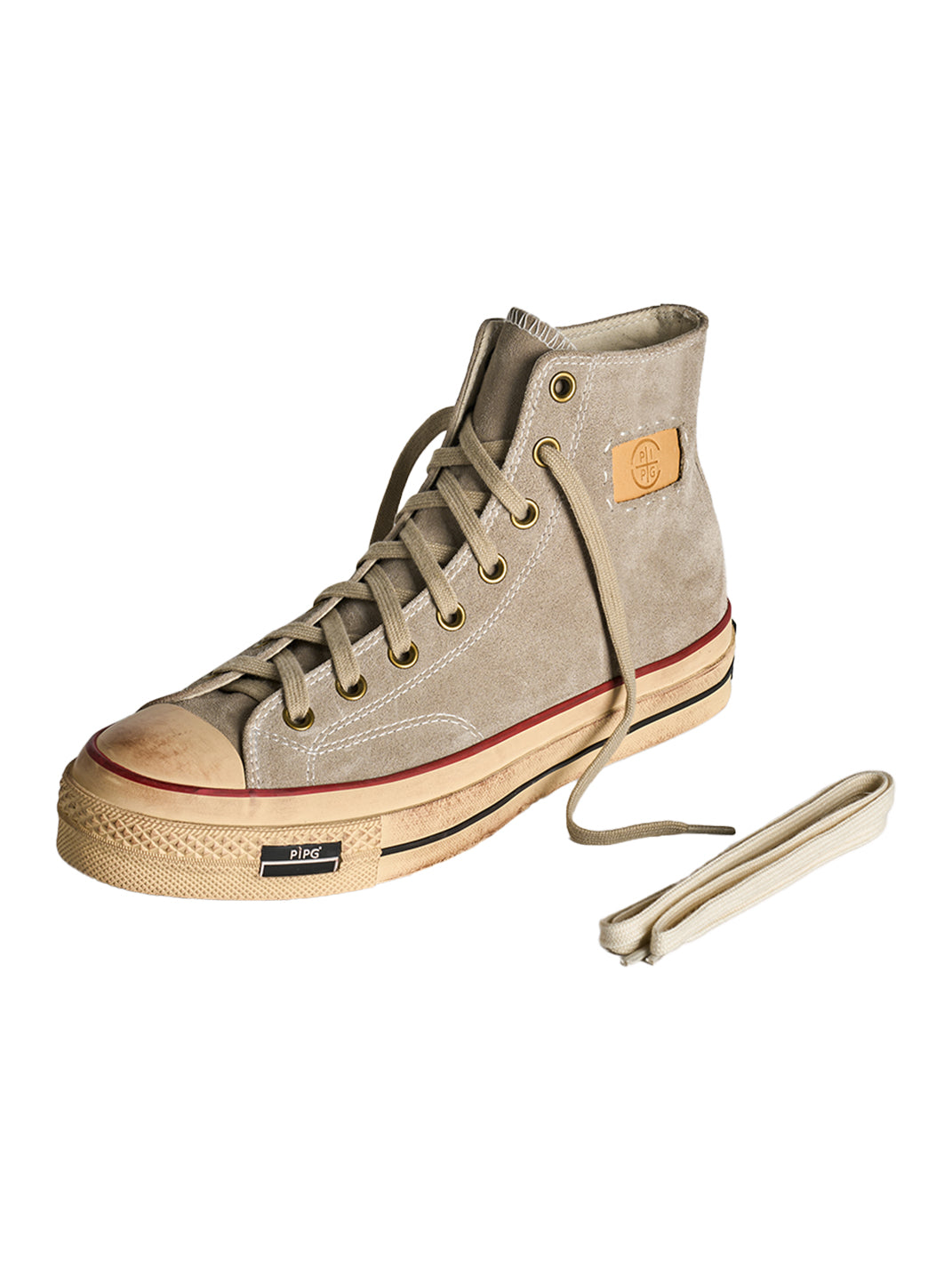 Cow-Suede Distressed High-Top Sneakers - View 24