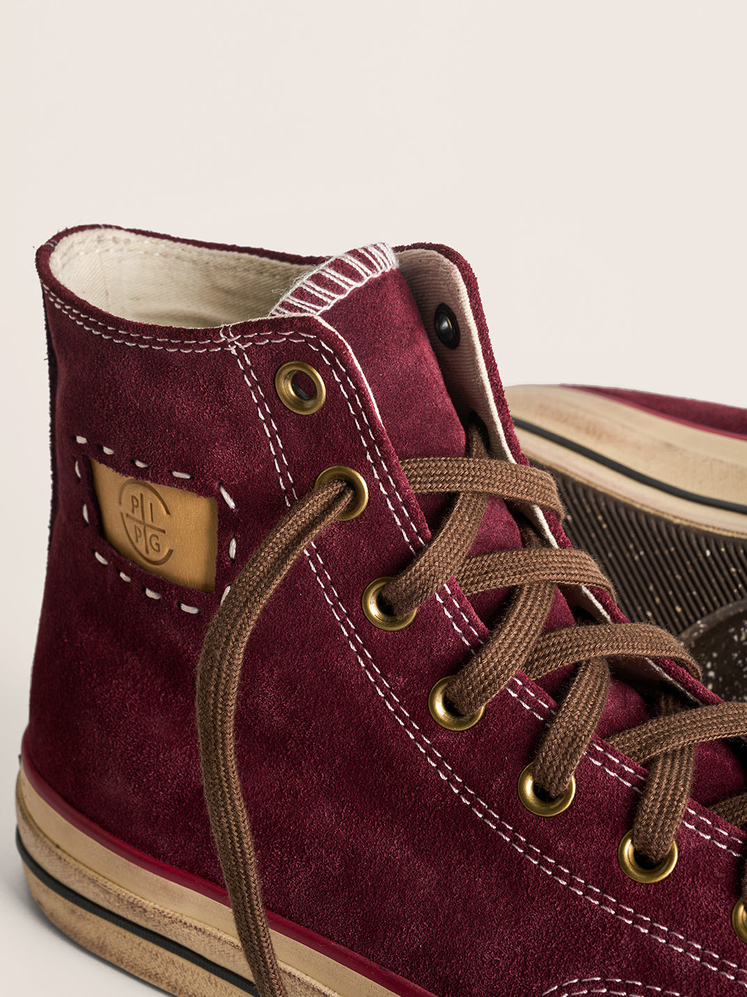Cow-Suede Distressed High-Top Sneakers - View 32