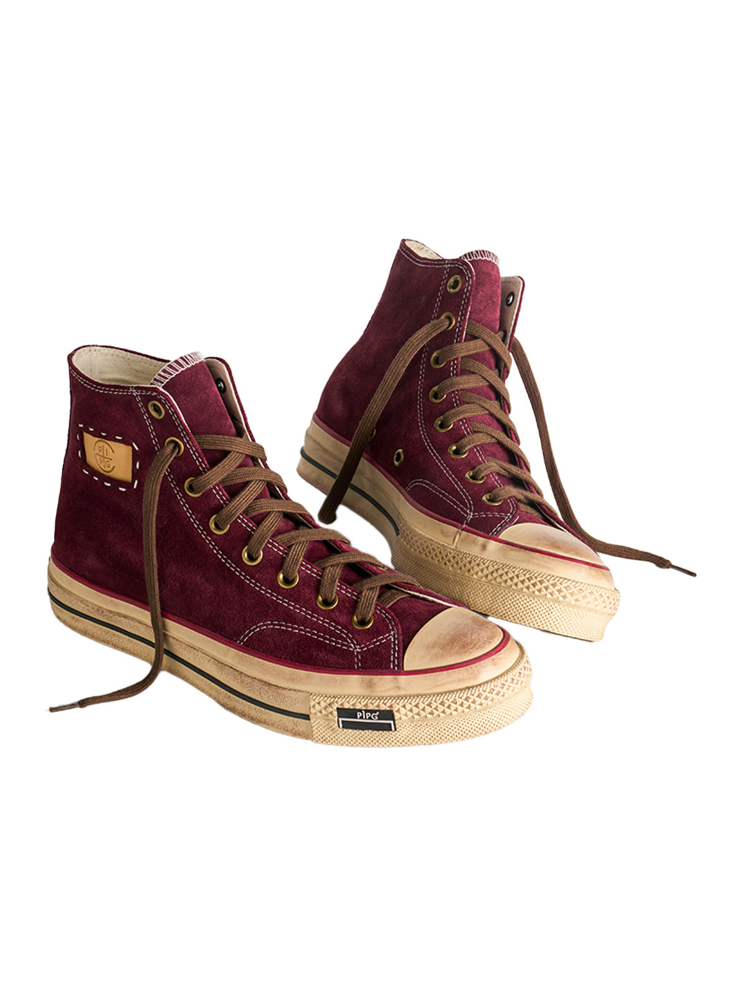 Cow-Suede Distressed High-Top Sneakers - View 34