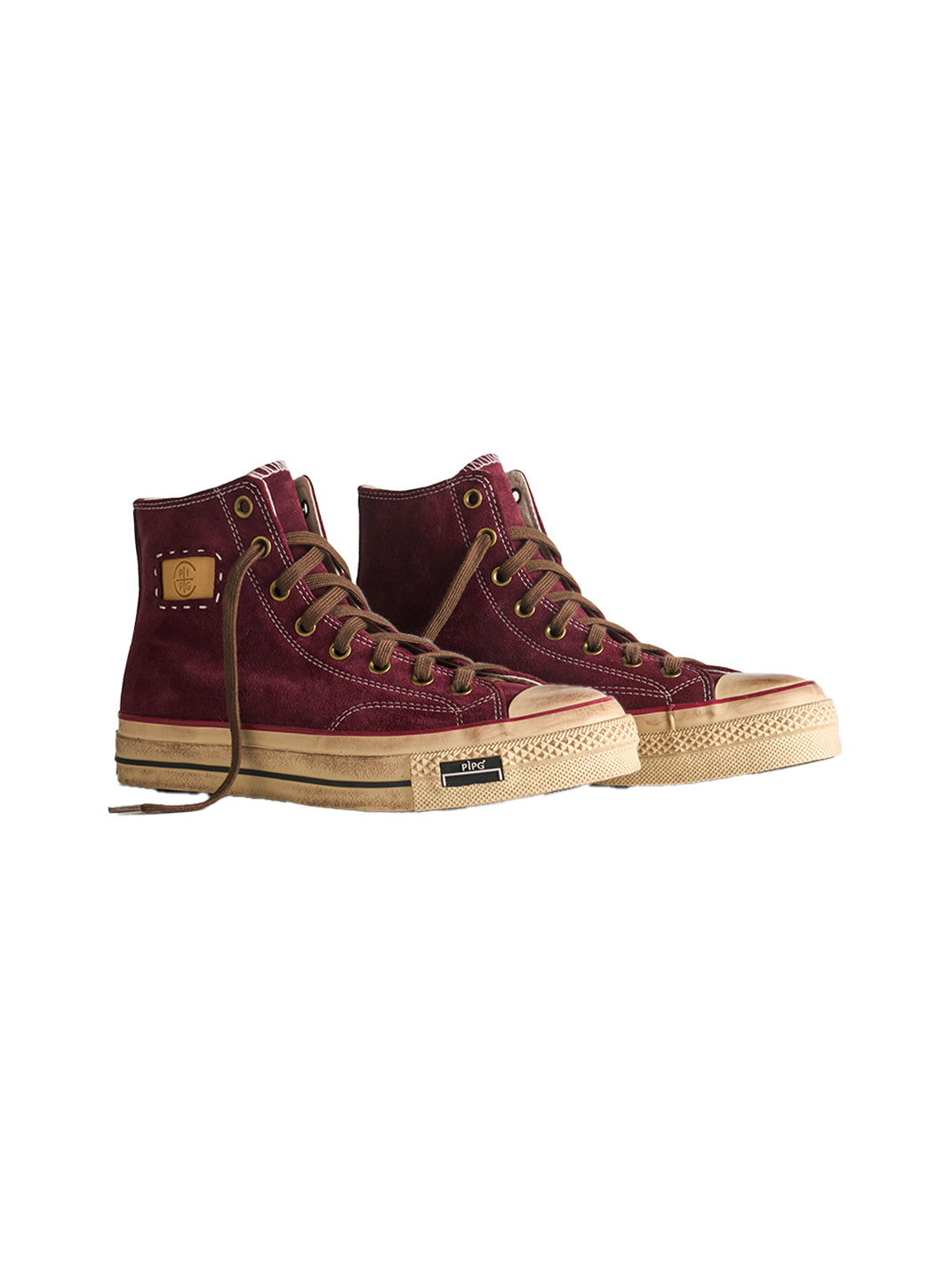 Cow-Suede Distressed High-Top Sneakers - View 35