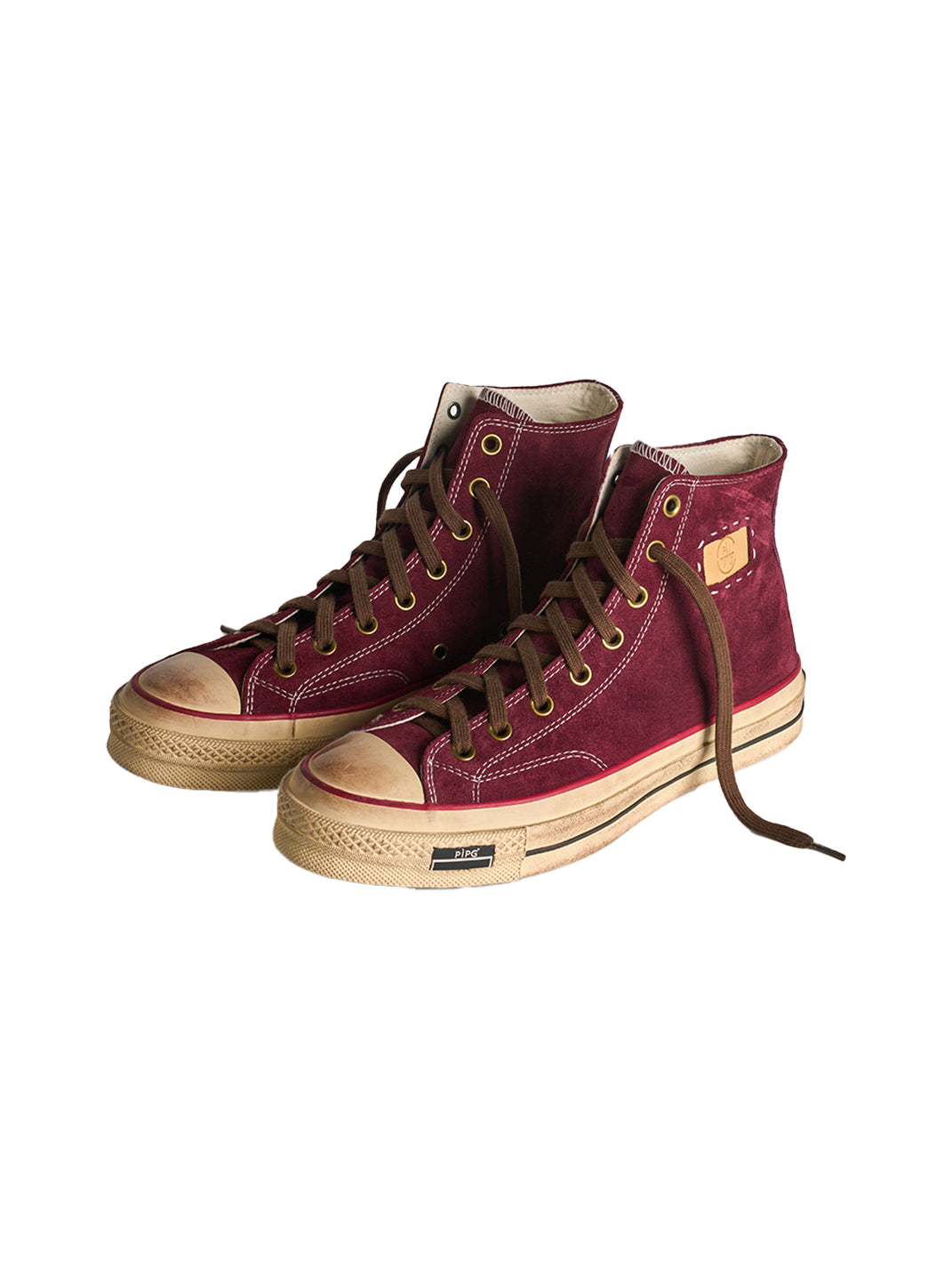 Cow-Suede Distressed High-Top Sneakers - View 37