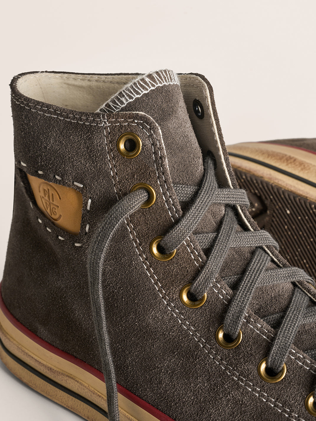 Cow-Suede Distressed High-Top Sneakers - View 5