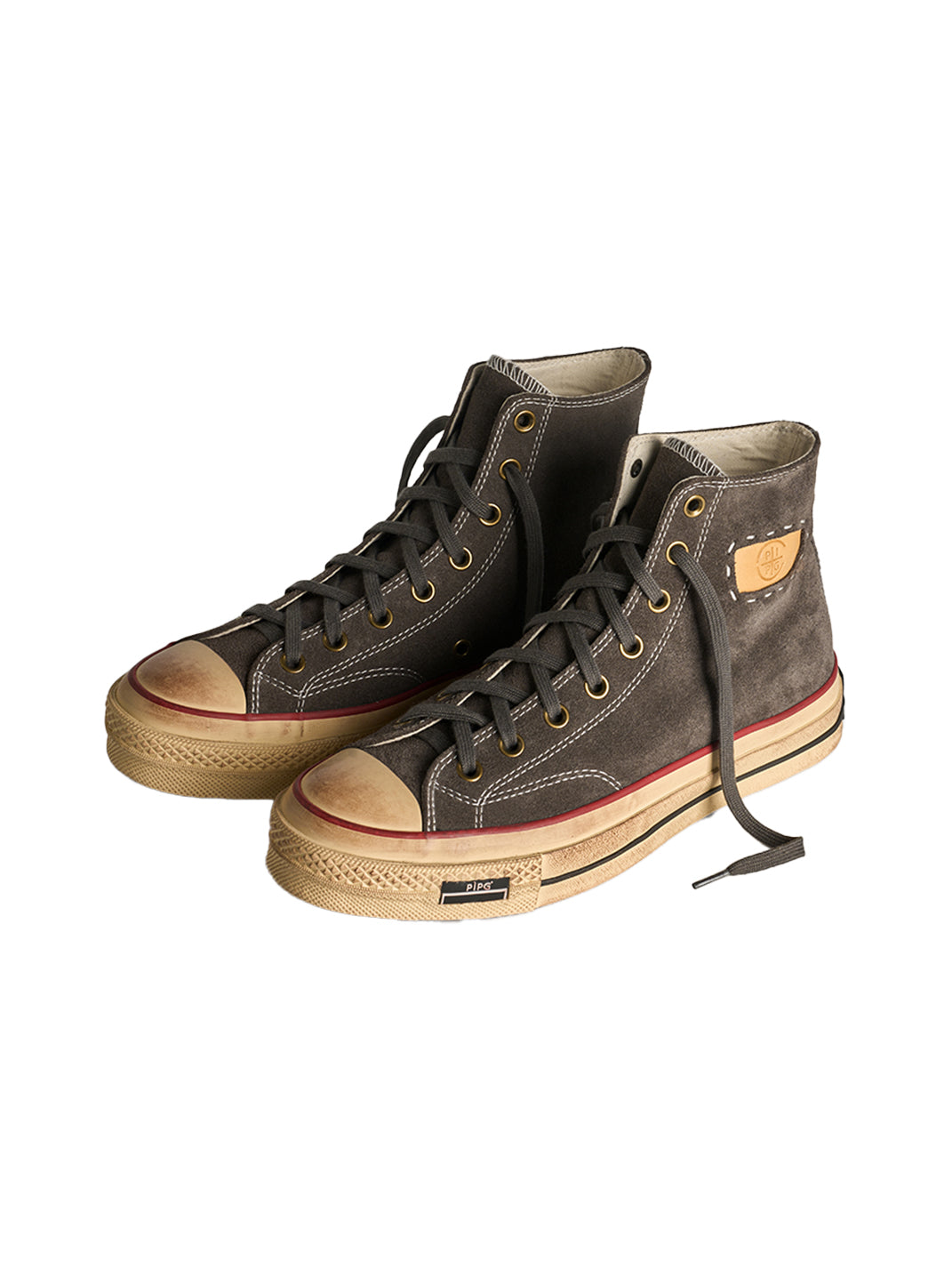 Cow-Suede Distressed High-Top Sneakers - View 9