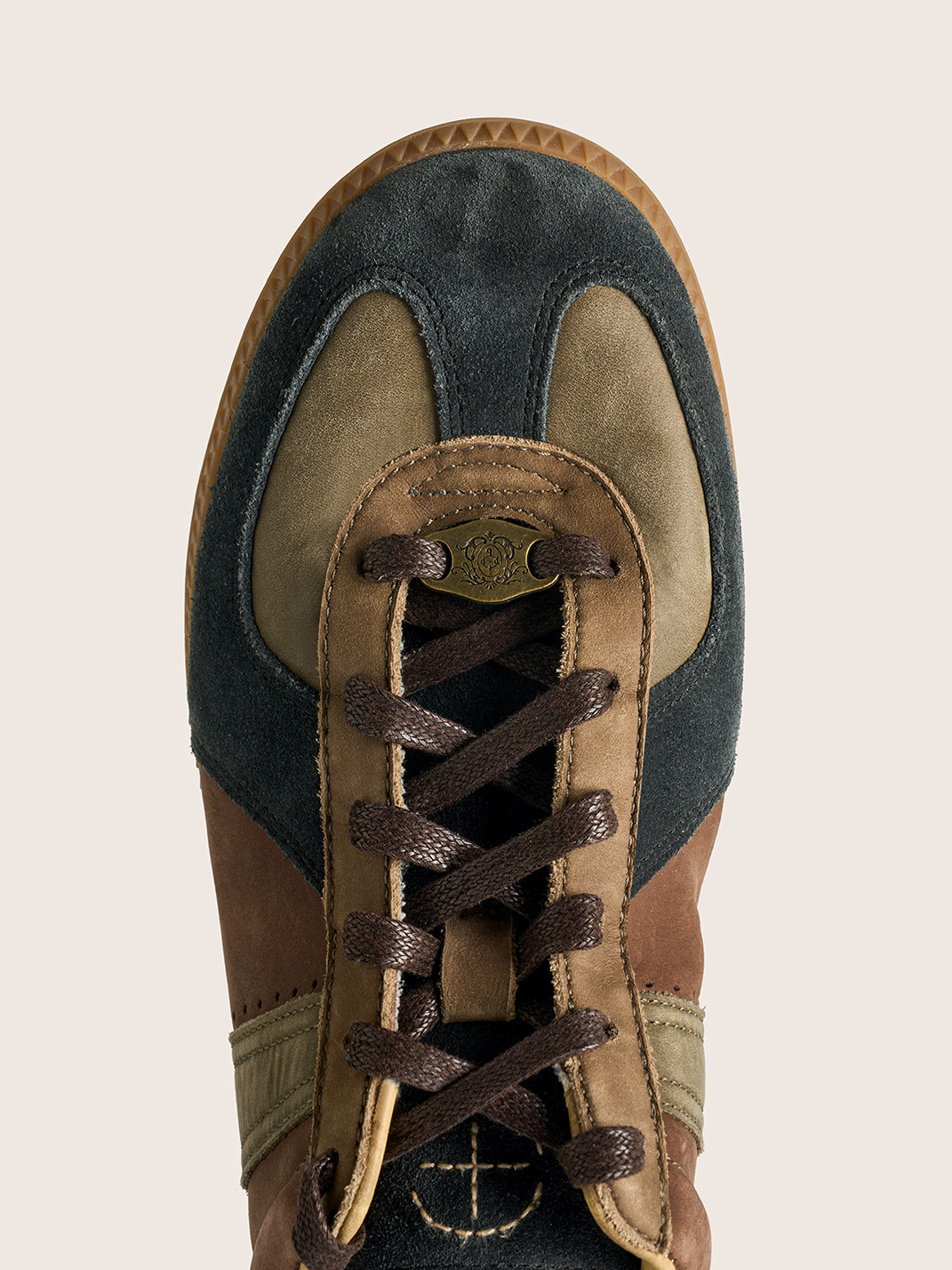 Washed Suede Colorblock Retro Trainers - View 13