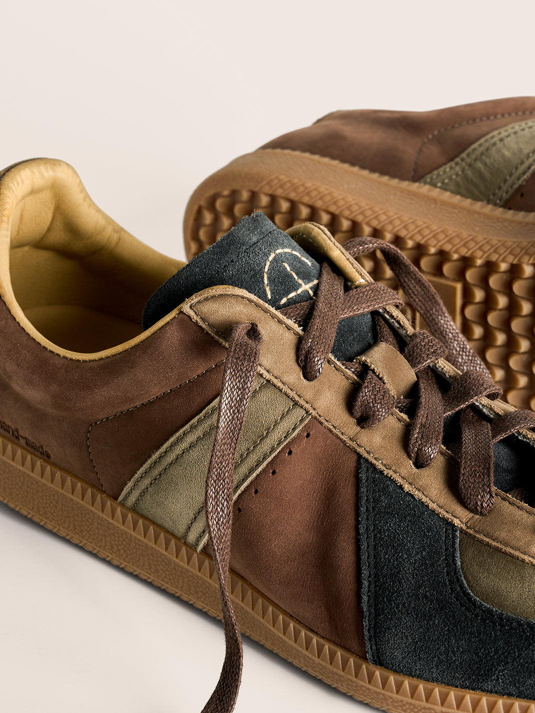 Washed Suede Colorblock Retro Trainers - View 14
