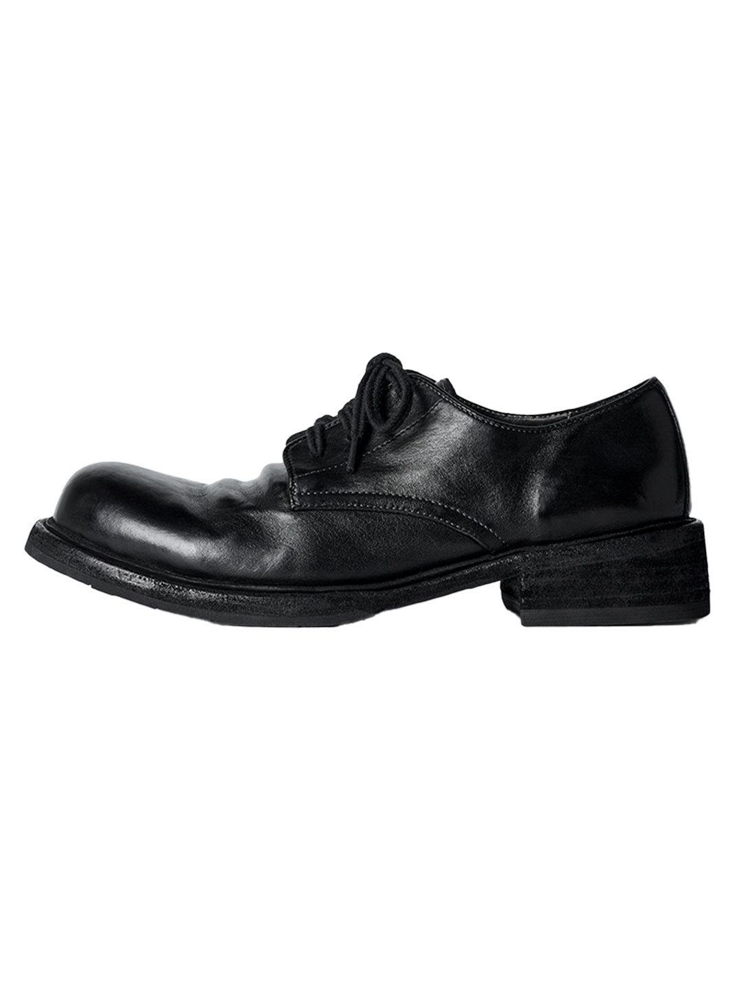 Washed Horsehide Round-Toe Derby Shoes