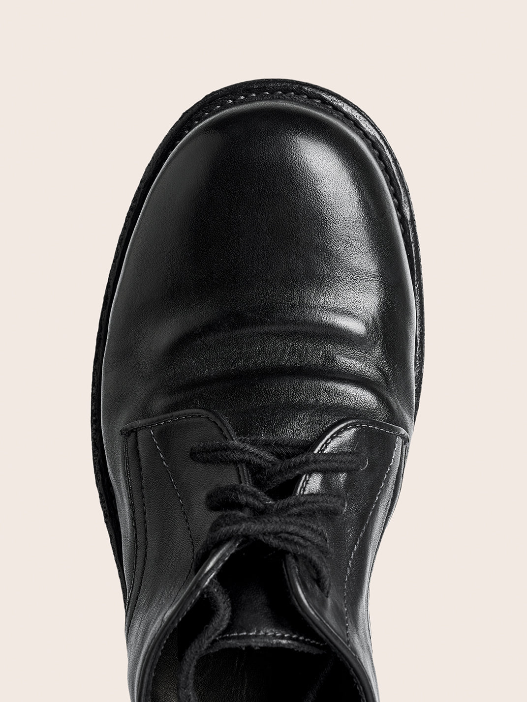 Washed Horsehide Round-Toe Derby Shoes - View 6