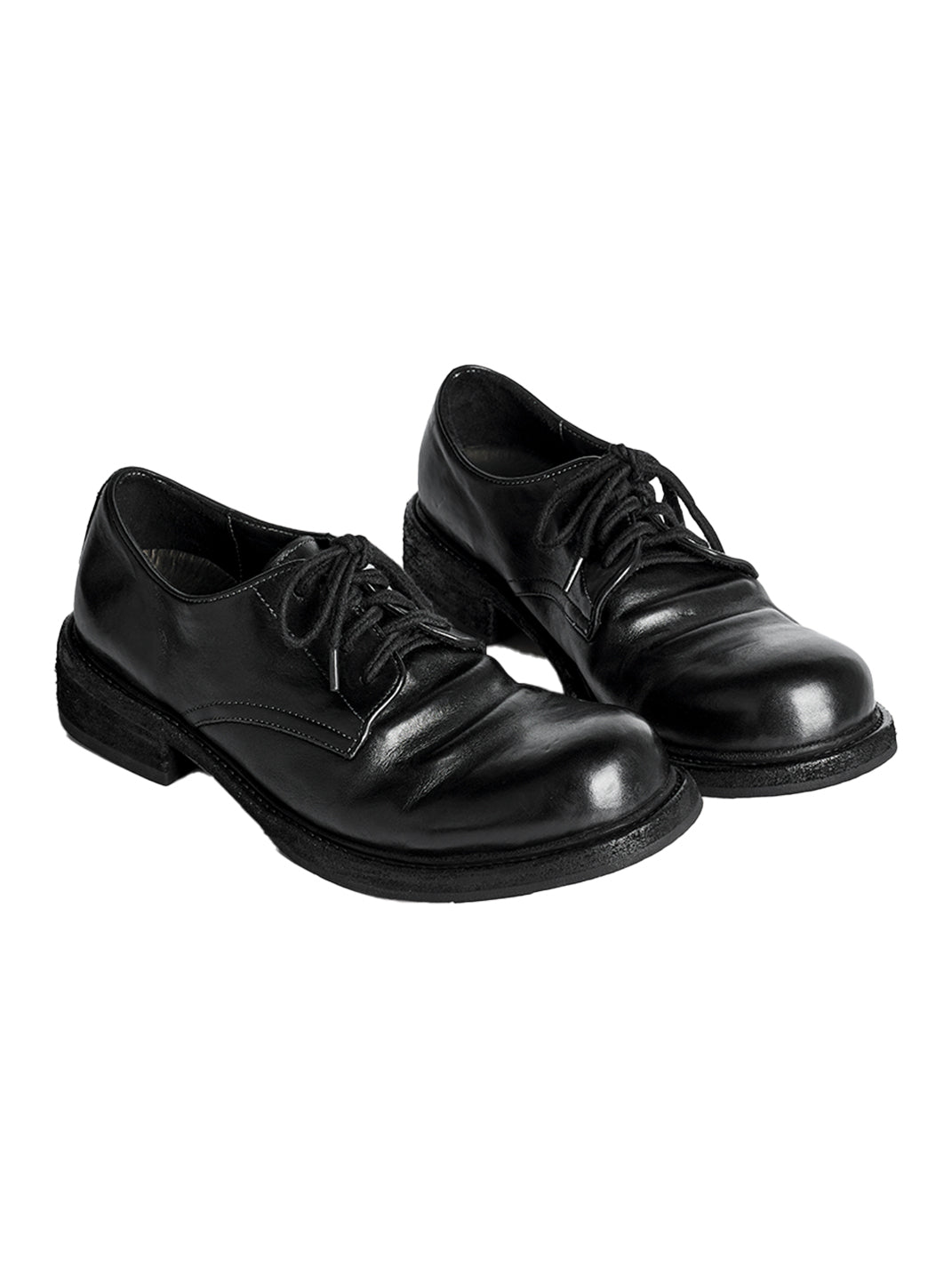 Washed Horsehide Round-Toe Derby Shoes - View 7