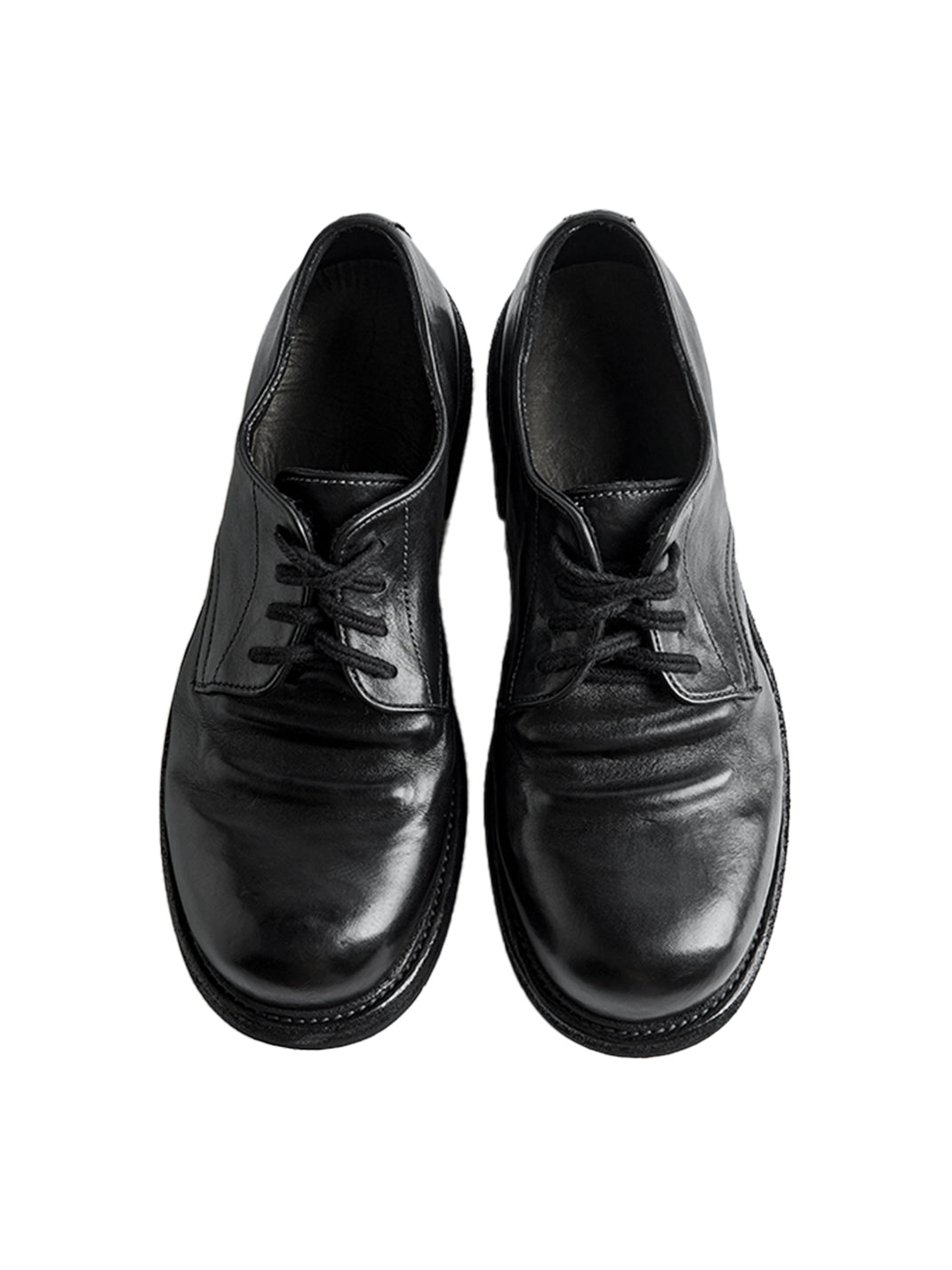 Washed Horsehide Round-Toe Derby Shoes - View 8