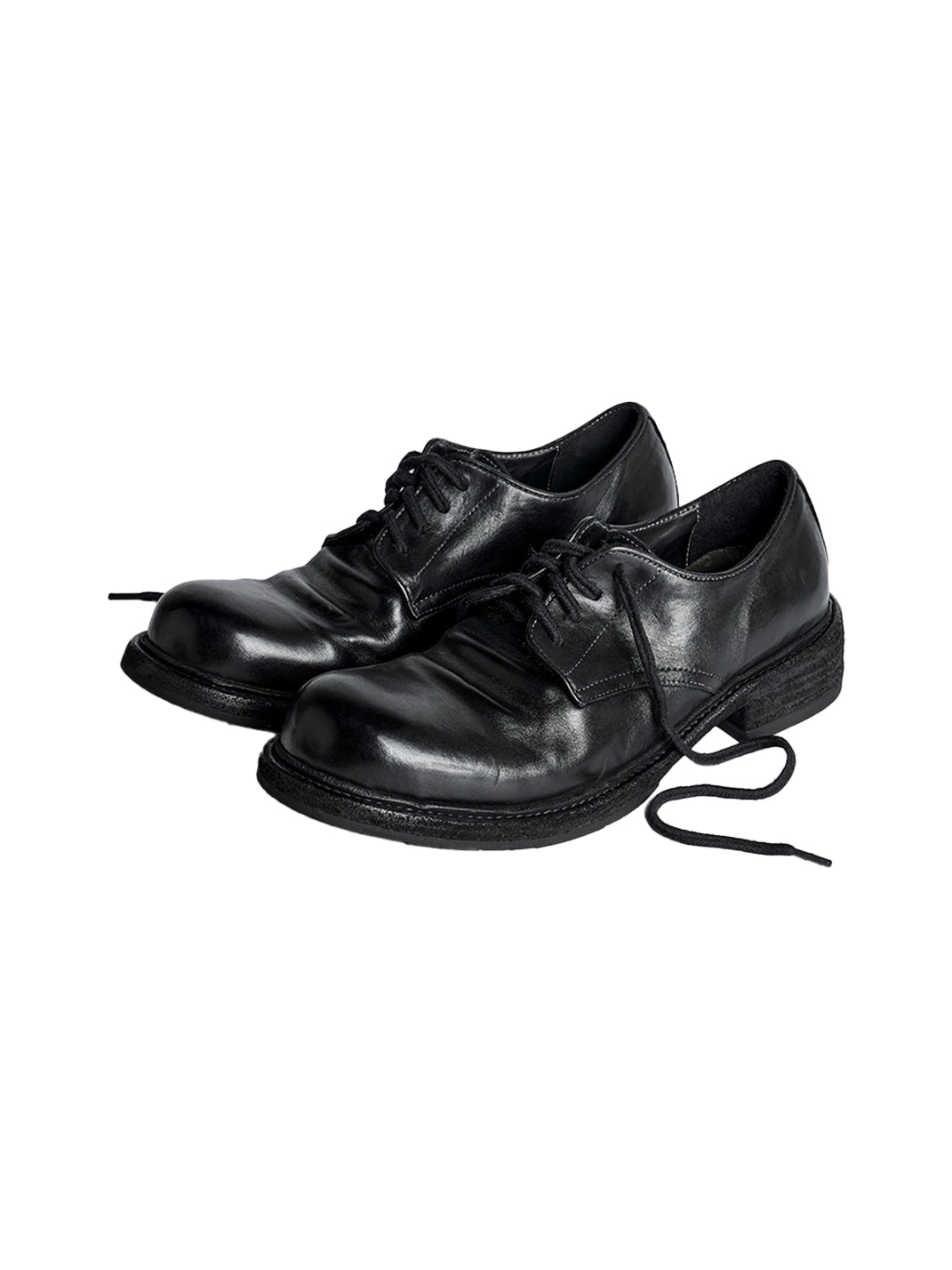 Washed Horsehide Round-Toe Derby Shoes - View 10