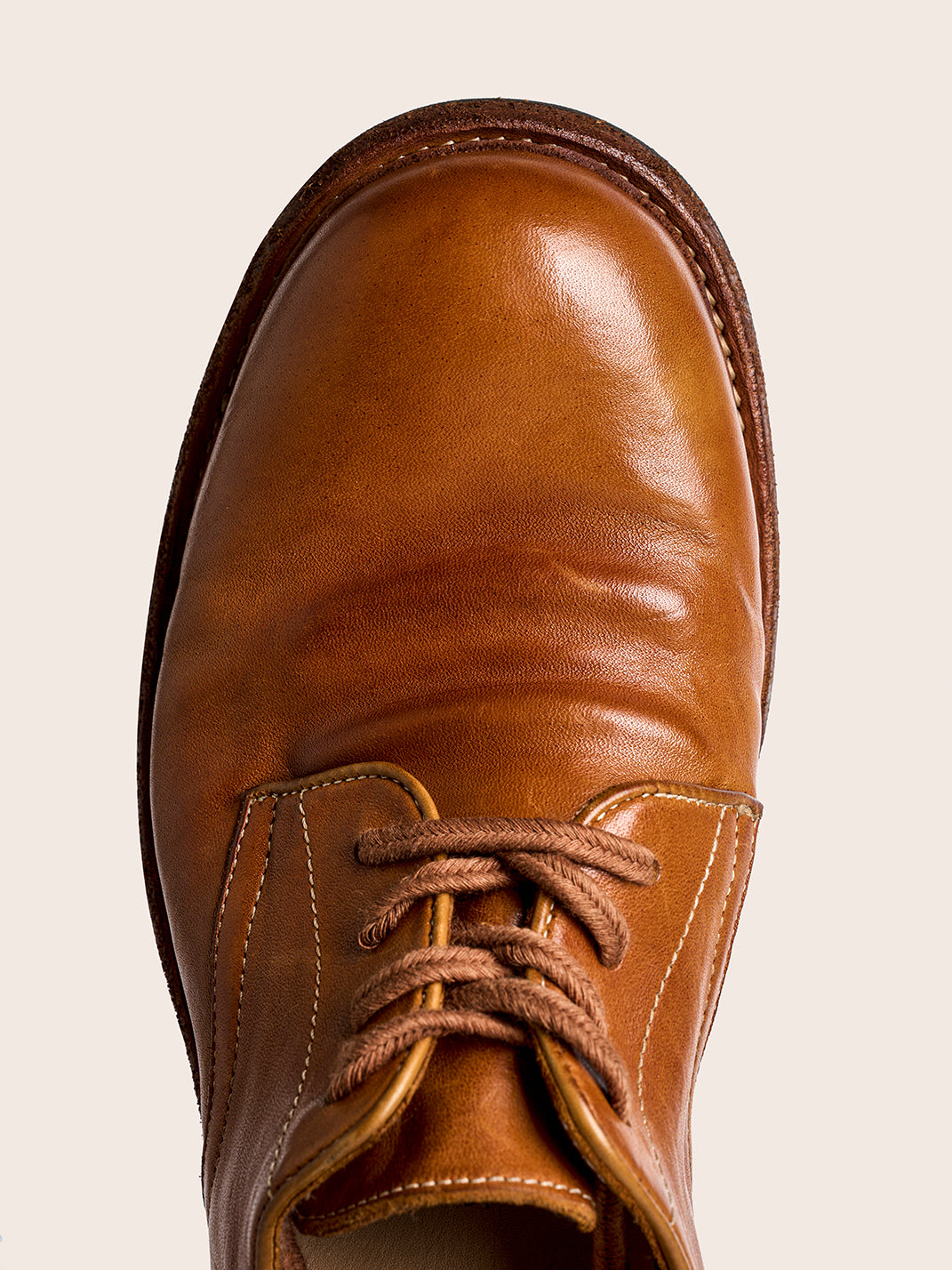 Washed Horsehide Round-Toe Derby Shoes - View 19
