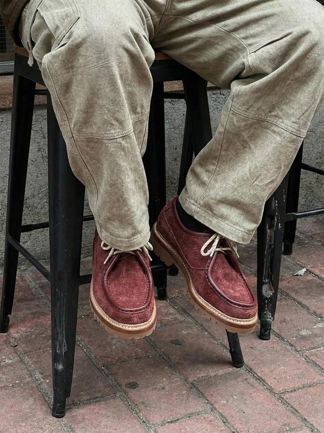Suede Moc-Toe Lace-Up Work Loafers - View 3