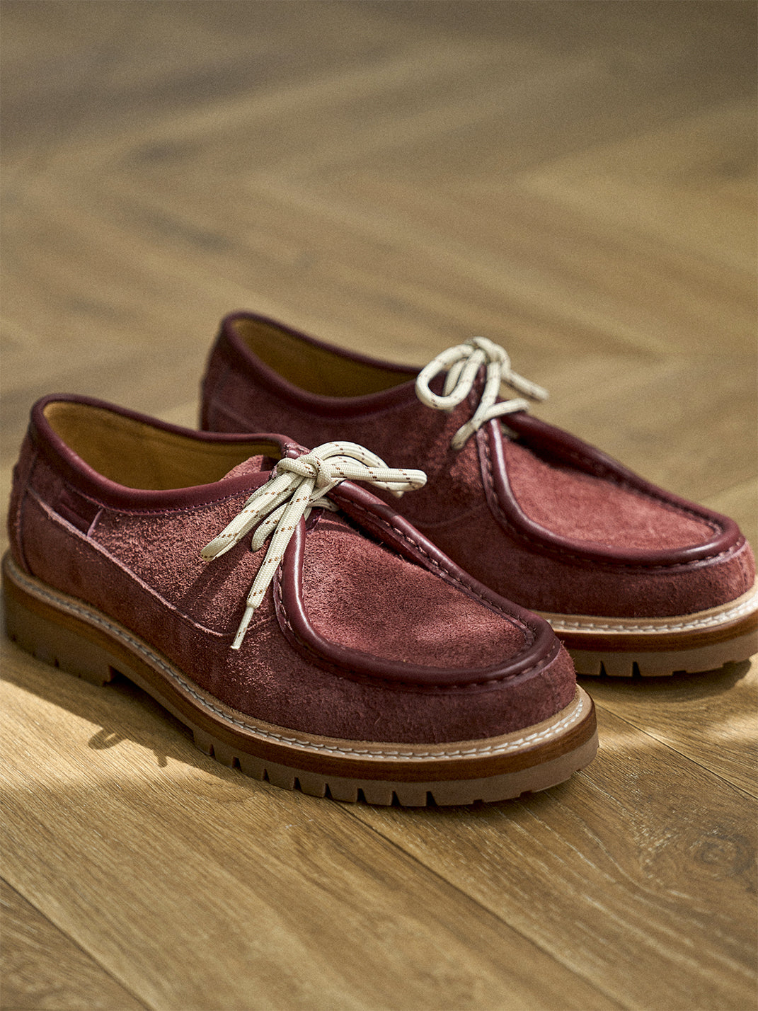 Suede Moc-Toe Lace-Up Work Loafers - View 4