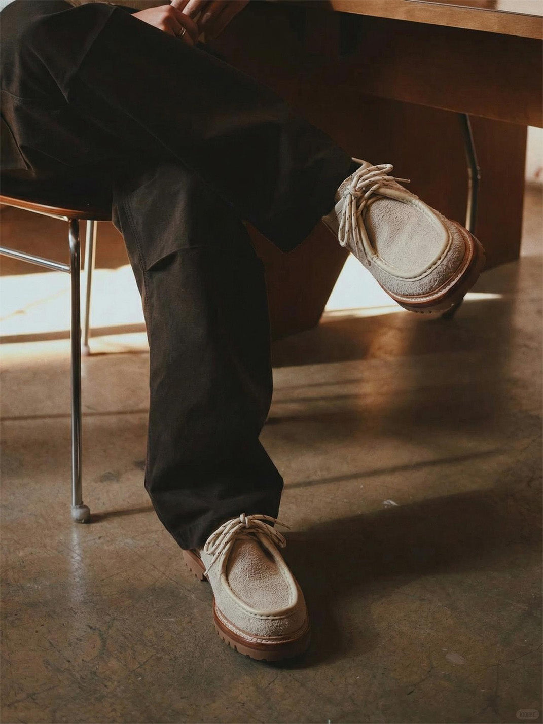Suede Moc-Toe Lace-Up Work Loafers - View 16