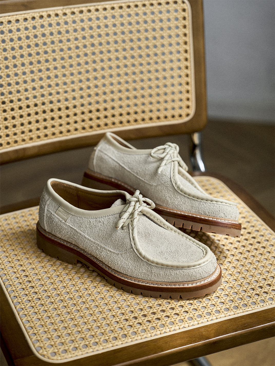 Suede Moc-Toe Lace-Up Work Loafers - View 17