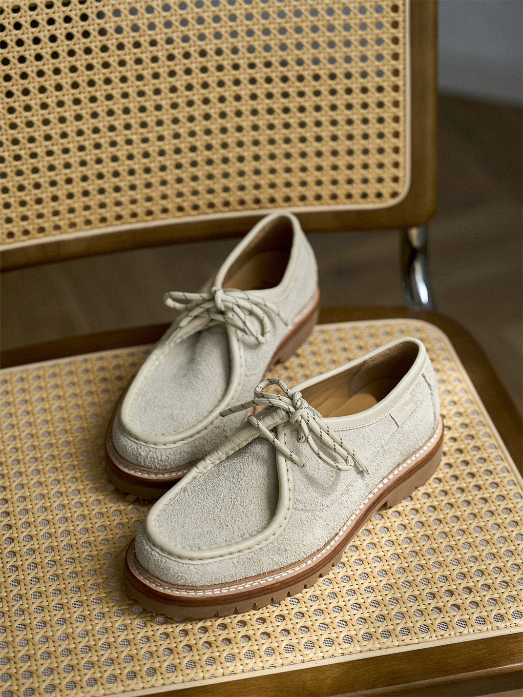 Suede Moc-Toe Lace-Up Work Loafers - View 18