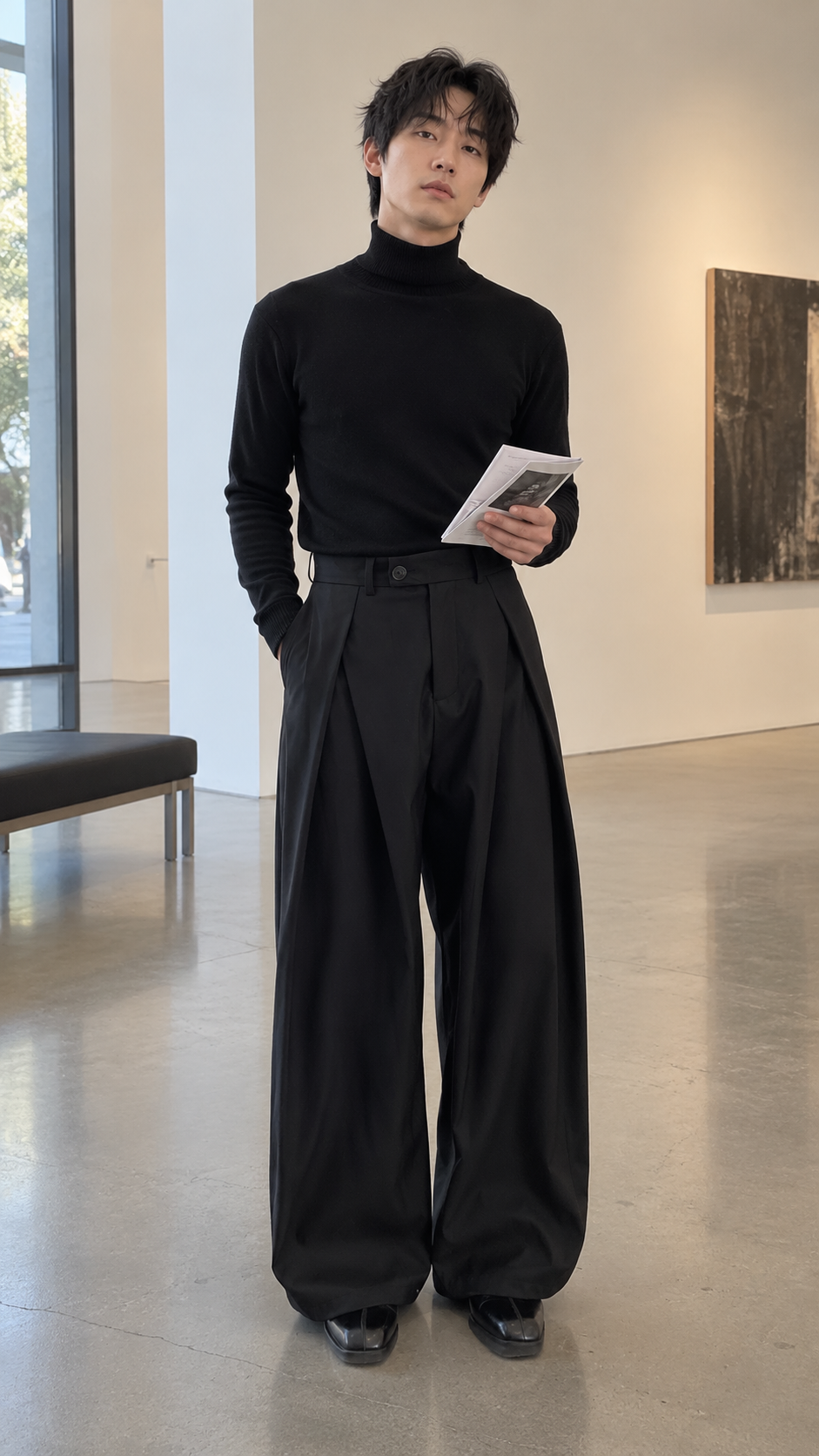 AI-styled look: Pleated Wide-Leg Draped Trousers — Gallery visit