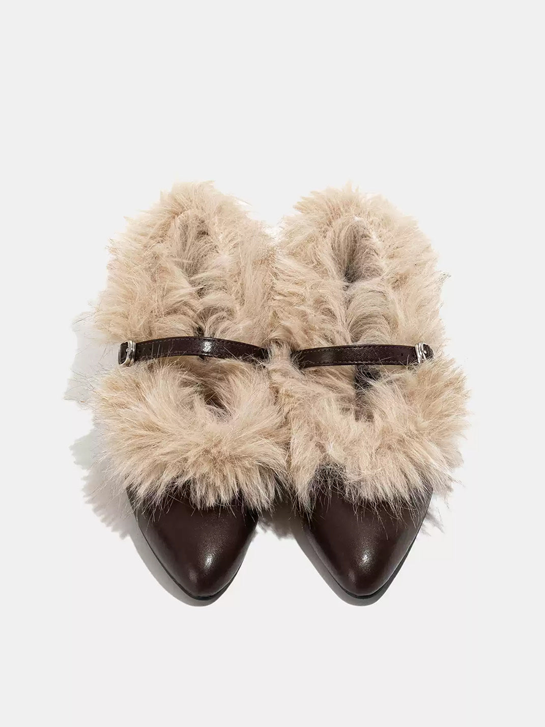Plush-Trim Pointed Mary Jane Shoes — product view 3