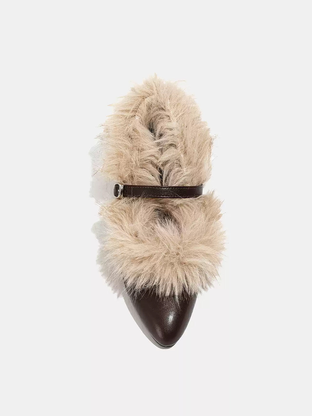 Plush-Trim Pointed Mary Jane Shoes — product view 4