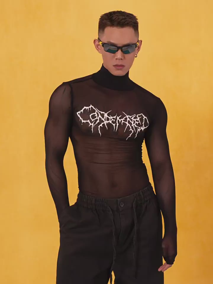 Abstract Gothic Sheer Mesh Graphic Top | Chiclara