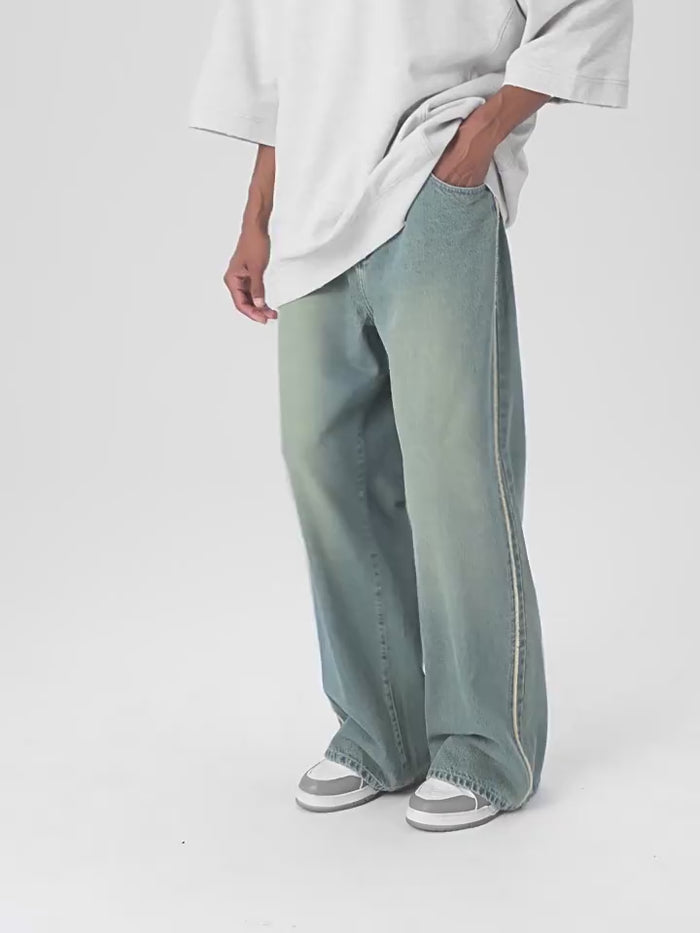 Frayed Hem High-Waisted Wide Leg Jeans main image 0