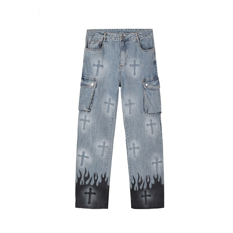 Gothic Cross Cargo Jeans