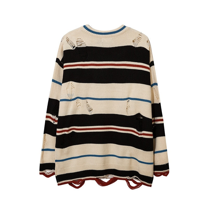 Distressed Striped Sweater