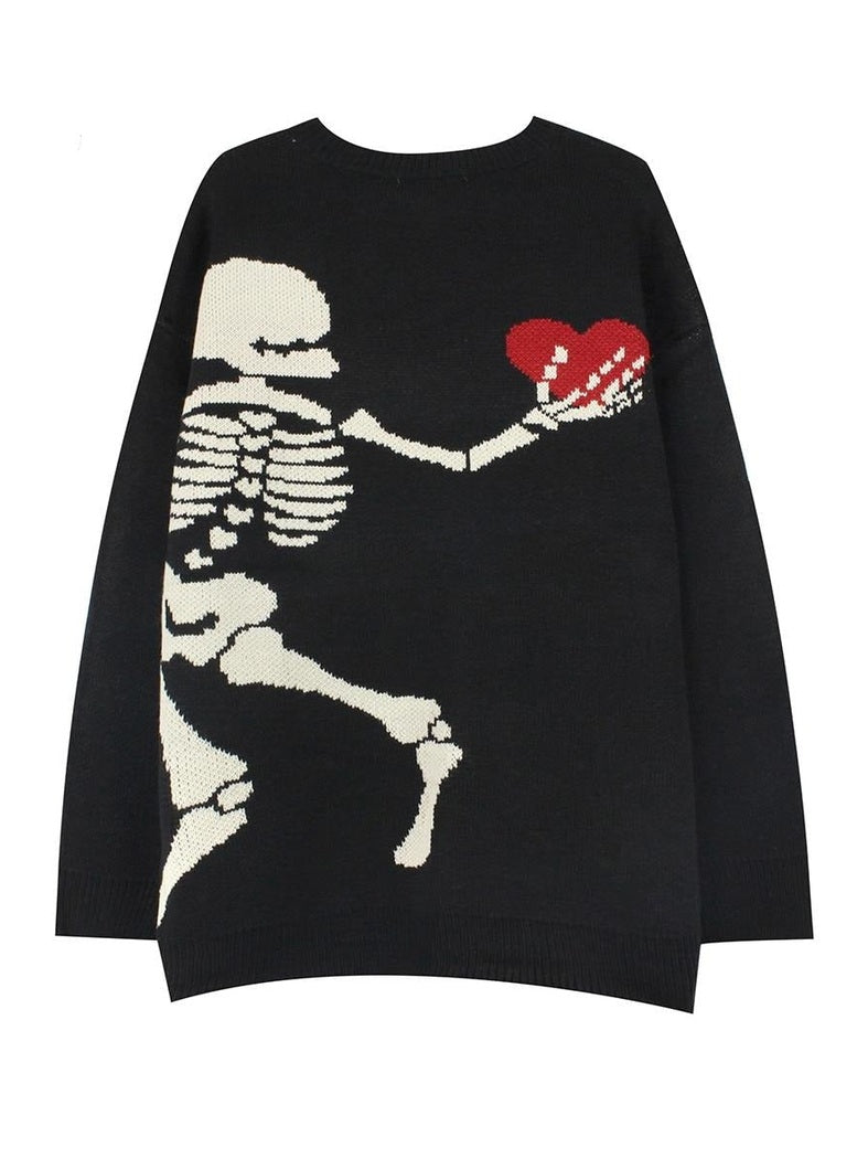 Undying Devotion Skeletal Heart Knit Sweater