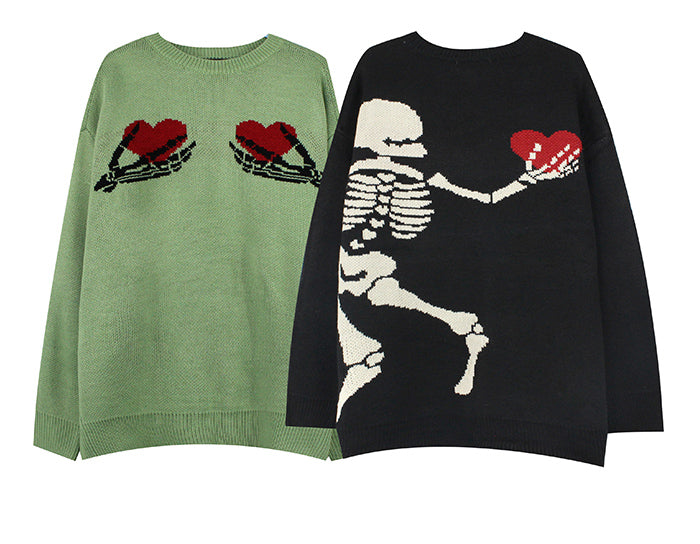 Undying Devotion Skeletal Heart Knit Sweater