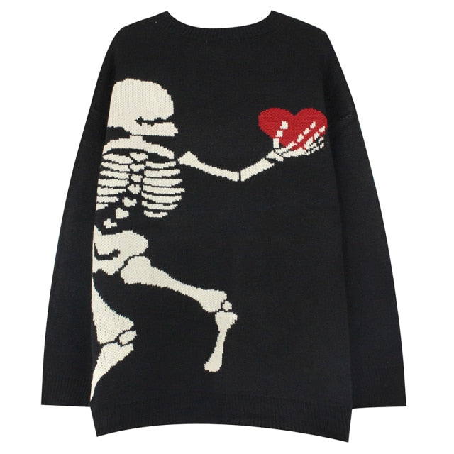 Undying Devotion Skeletal Heart Knit Sweater