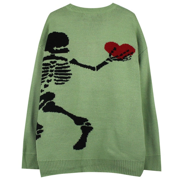 Undying Devotion Skeletal Heart Knit Sweater