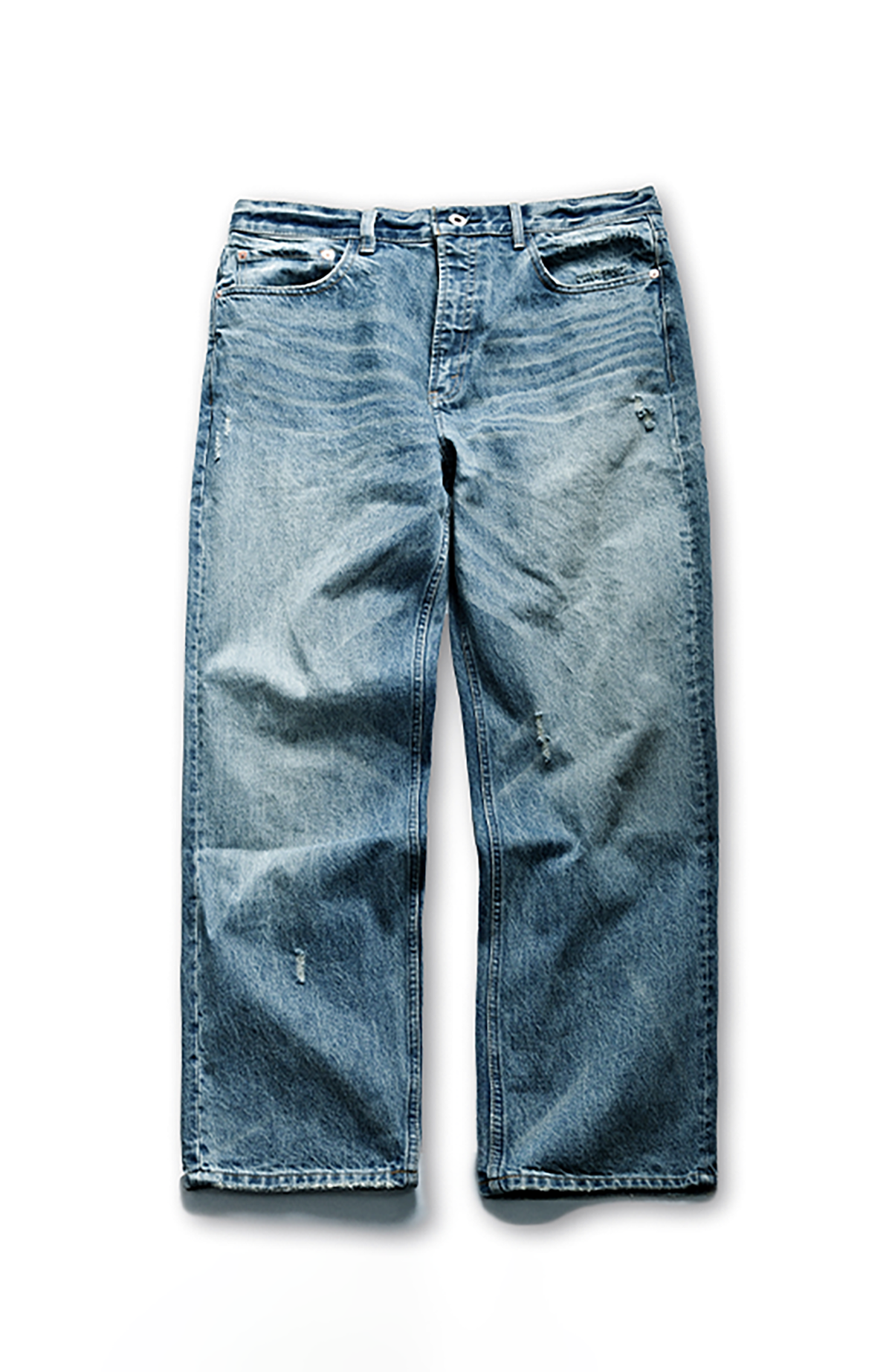 Light Wash Distressed Cotton Jeans - product view 9