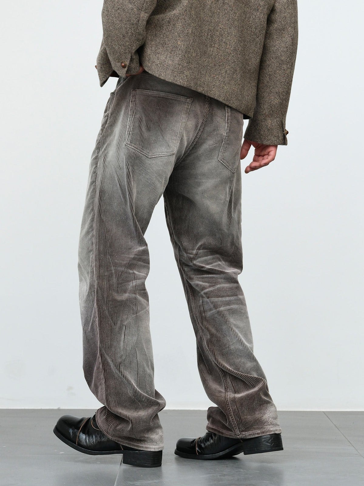 Faded Straight Leg Corduroy Pants - Coffee 14