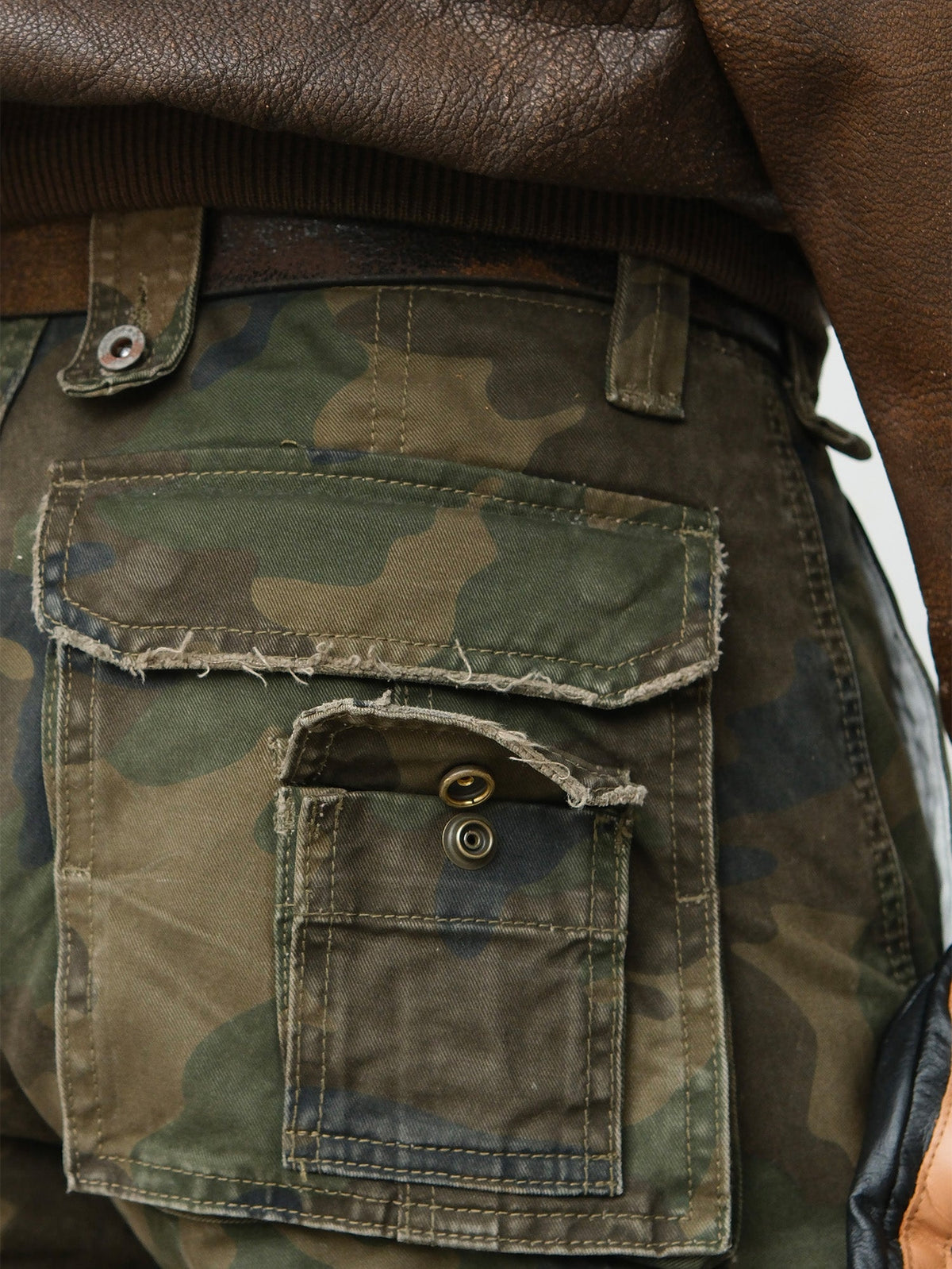 Woodland Camo Layered Pocket Cargo Pants - detail or styled view 11
