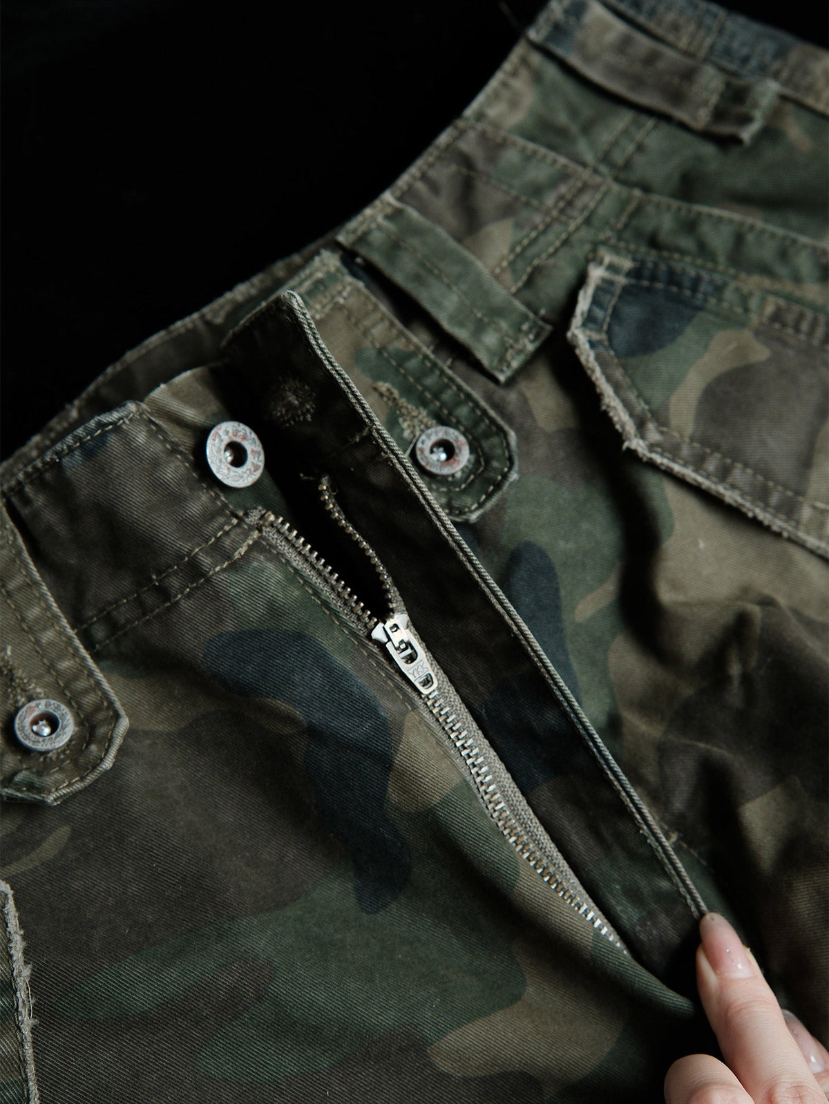 Woodland Camo Layered Pocket Cargo Pants - detail or styled view 14