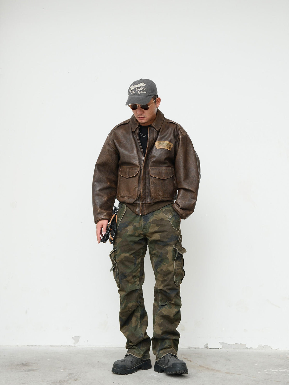 Woodland Camo Layered Pocket Cargo Pants - detail or styled view 5