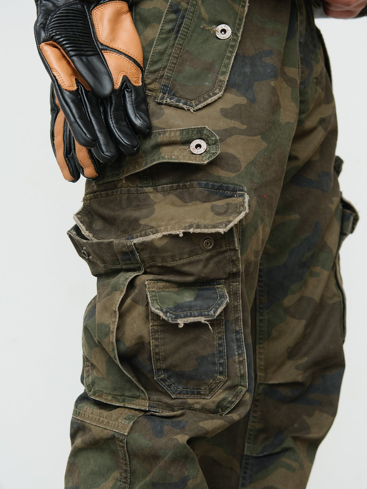 Woodland Camo Layered Pocket Cargo Pants - detail or styled view 9