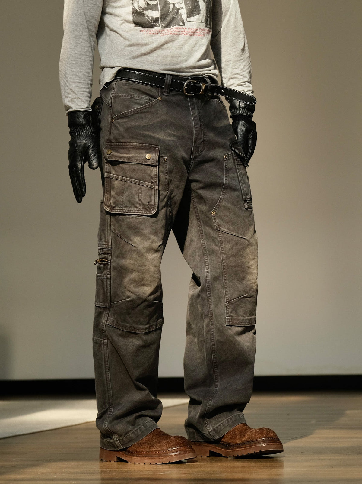 Washed Cotton Utility Pocket Cargo Pants - detail or styled view 10