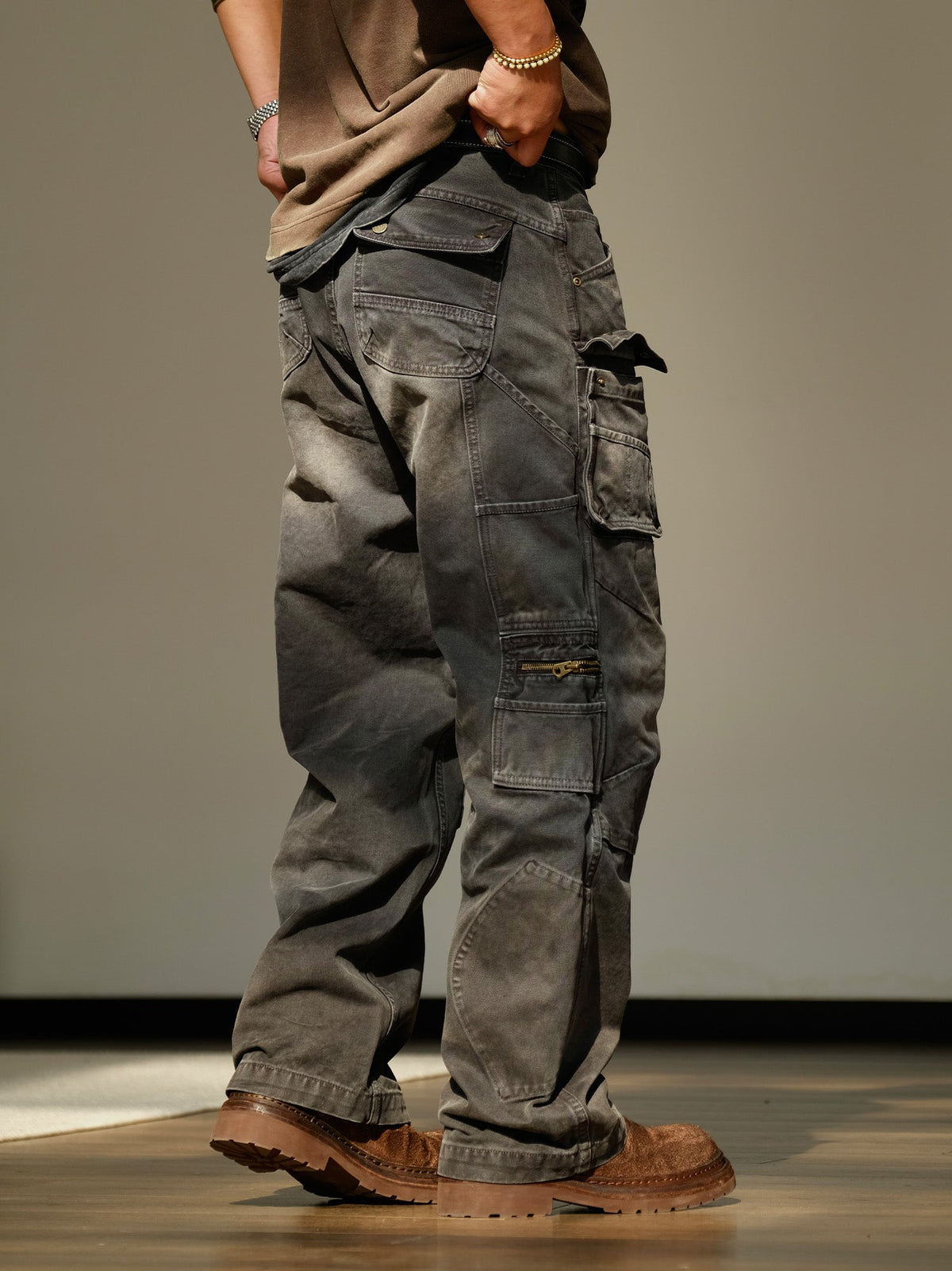 Washed Cotton Utility Pocket Cargo Pants - detail or styled view 11
