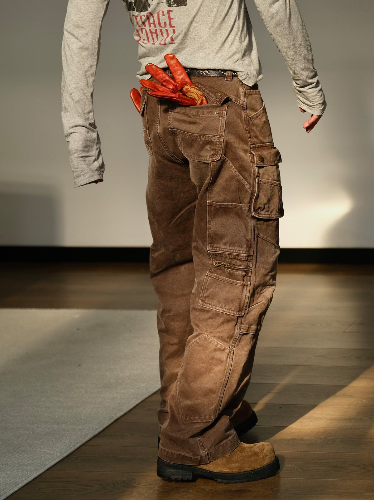 Washed Cotton Utility Pocket Cargo Pants - detail or styled view 16