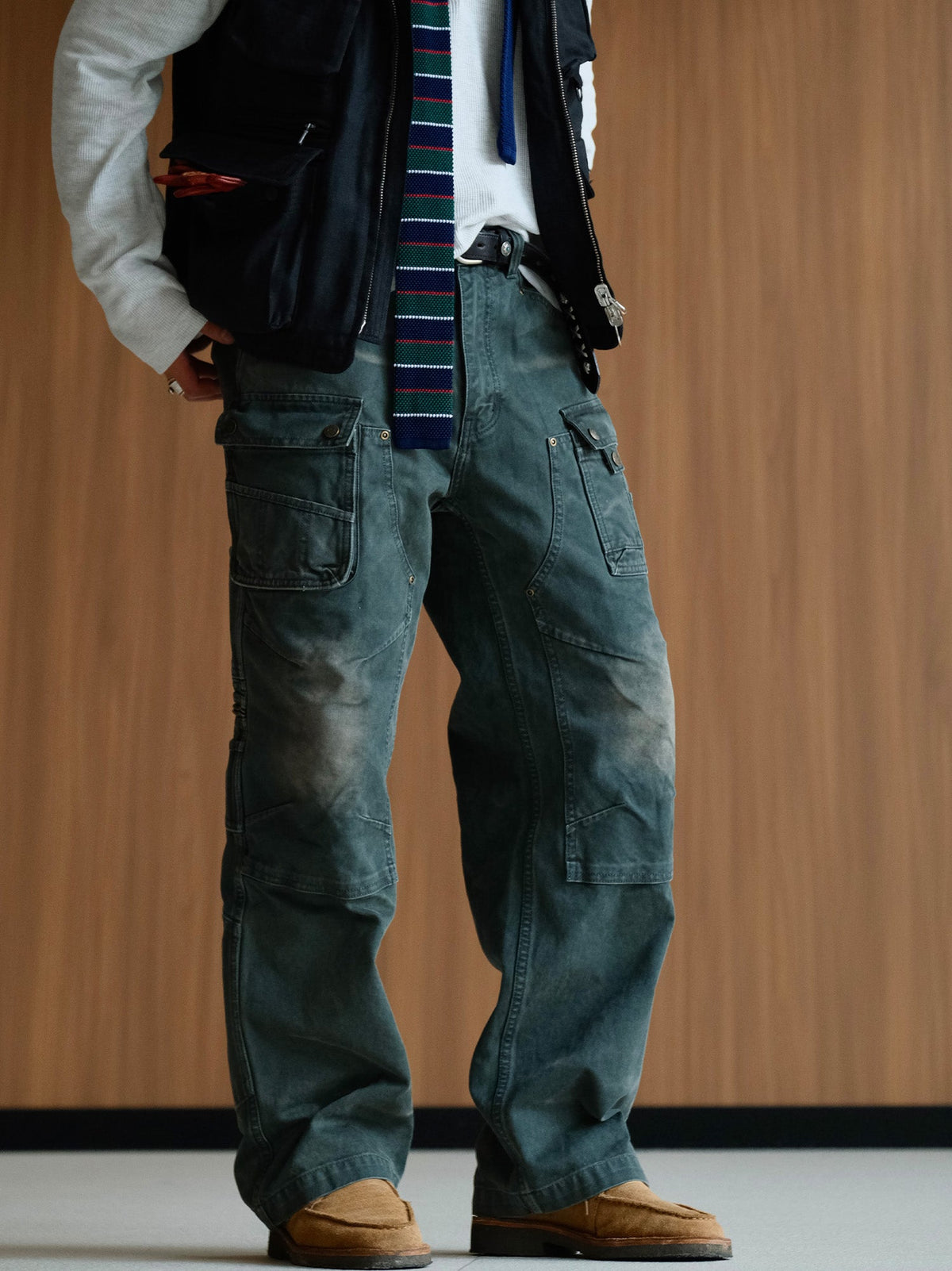 Washed Cotton Utility Pocket Cargo Pants - detail or styled view 17