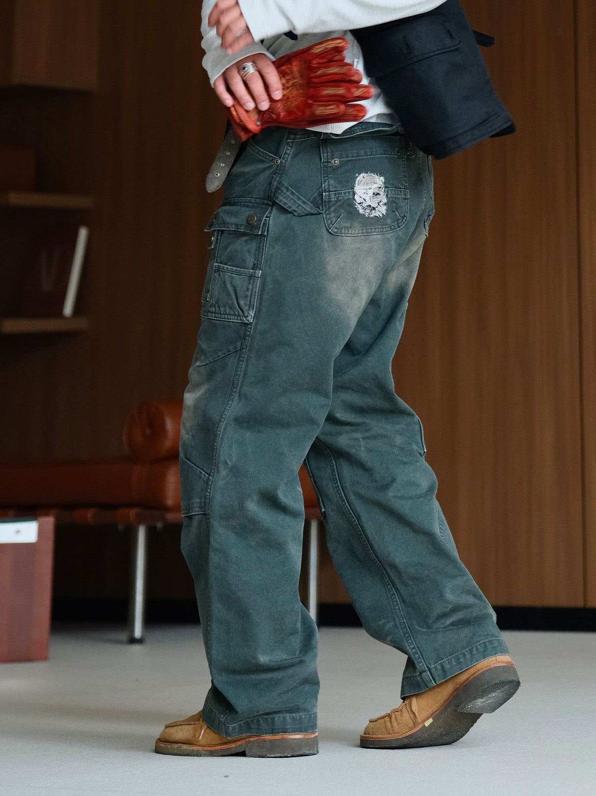 Washed Cotton Utility Pocket Cargo Pants - detail or styled view 19