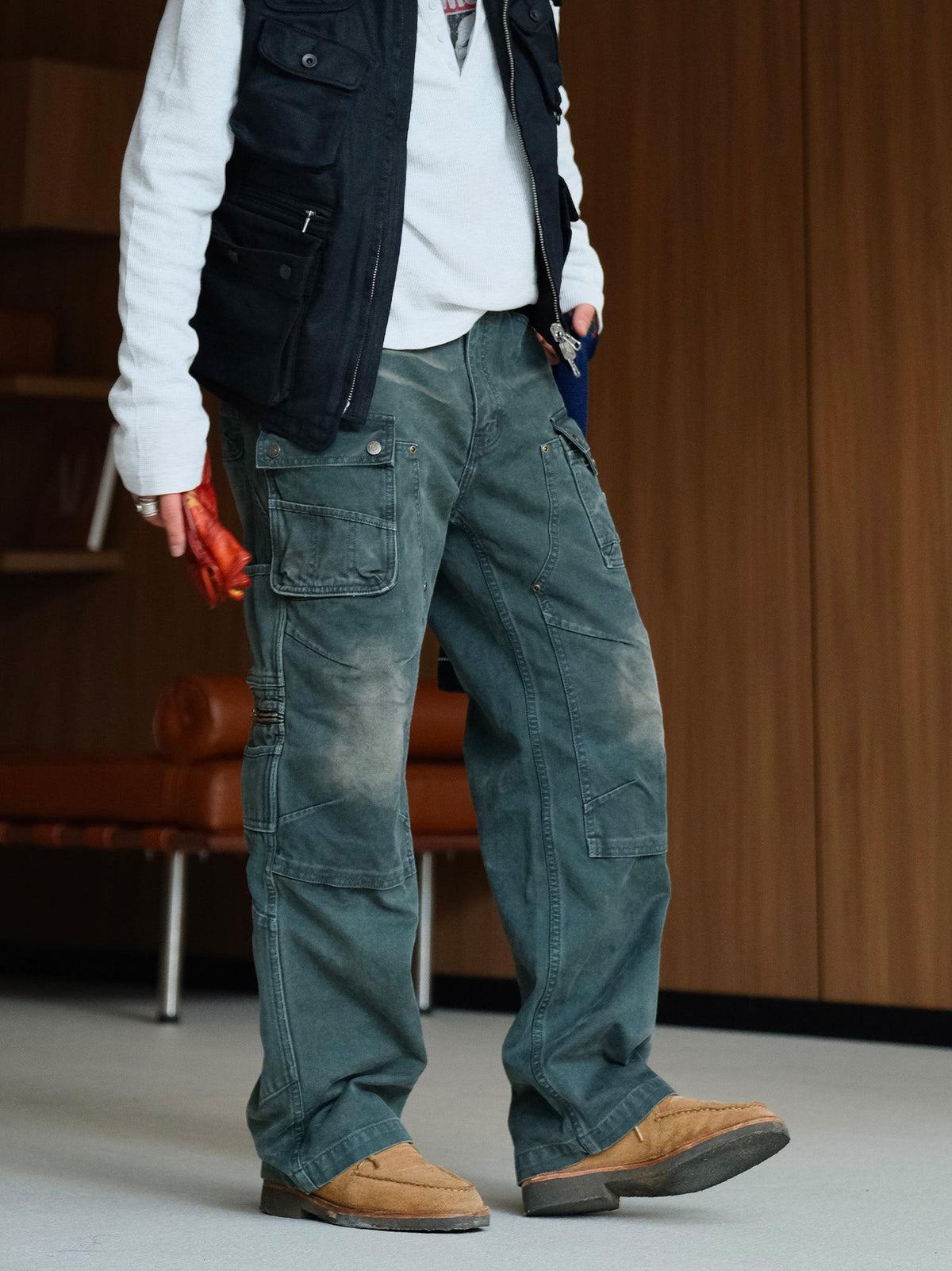 Washed Cotton Utility Pocket Cargo Pants - detail or styled view 20