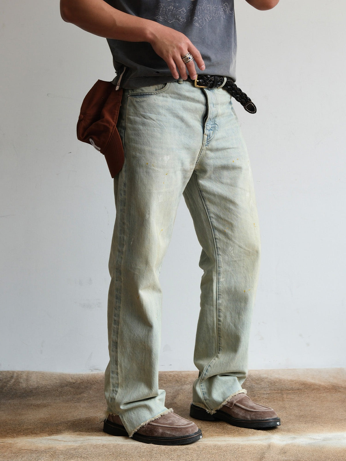 Pale Wash Paint Splatter Jeans - product view 11
