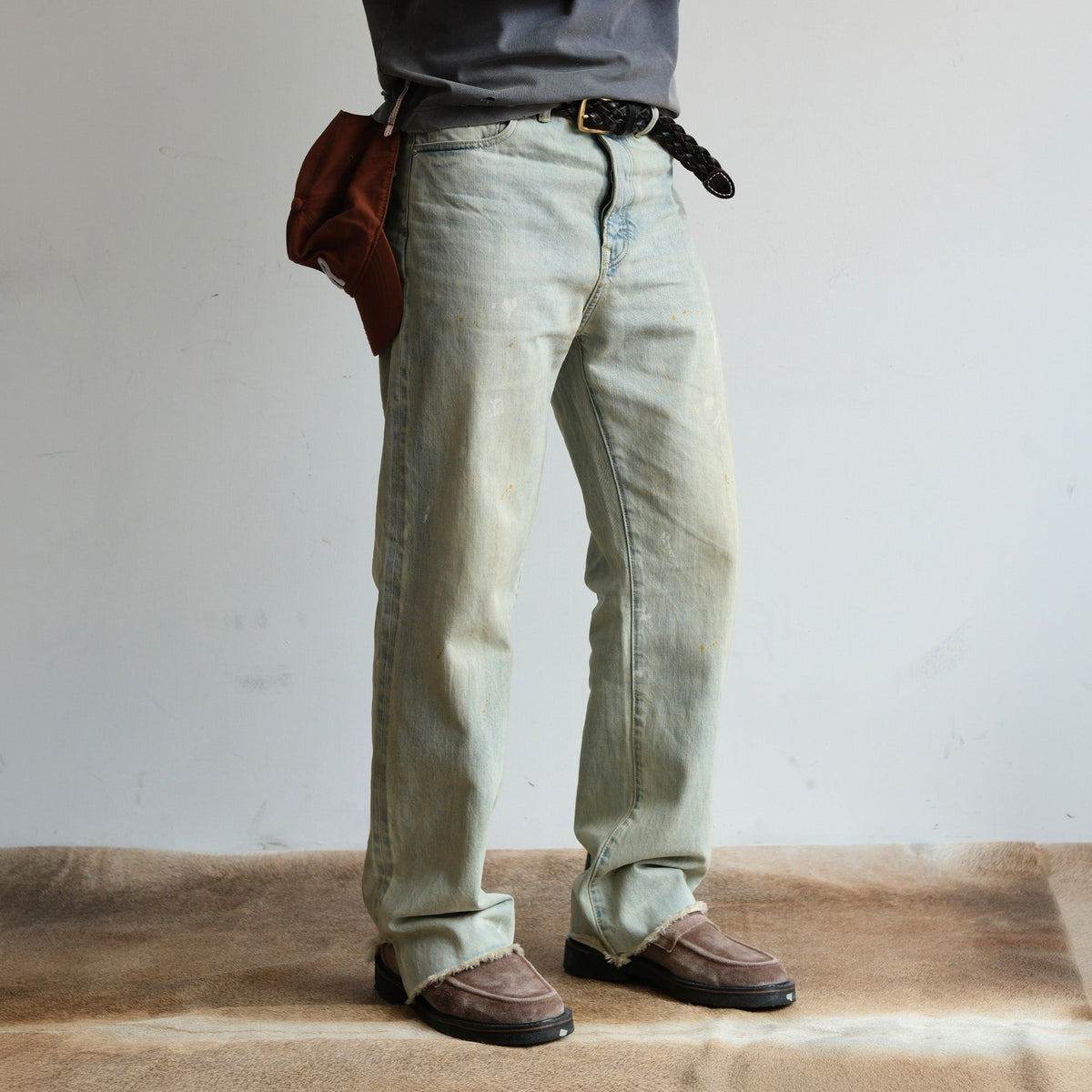 Pale Wash Paint Splatter Jeans - product view 3