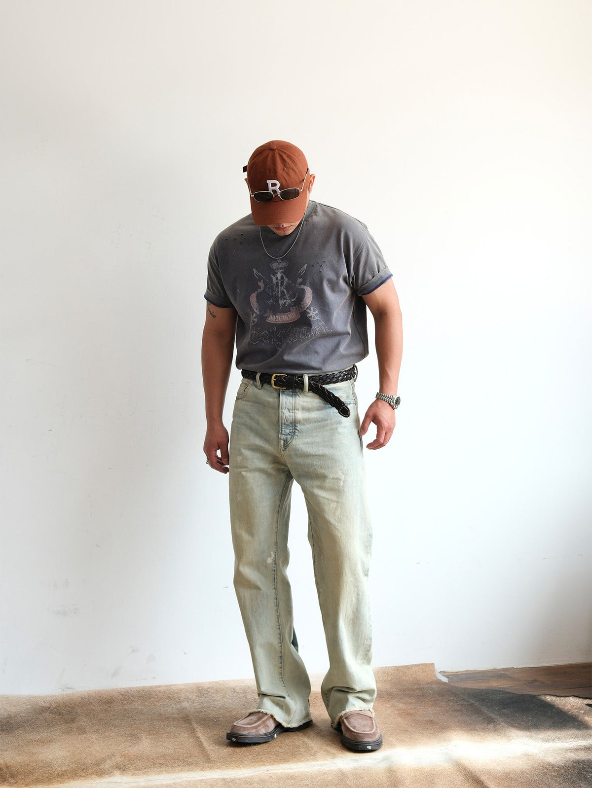 Pale Wash Paint Splatter Jeans - product view 5